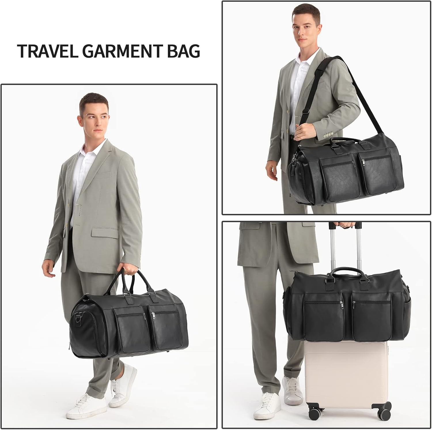 Convertible Travel Garment Bag,Carry on Garment Duffel Bag for Men Women - 2 in 1 Hanging Suitcase Suit Business Travel Bag