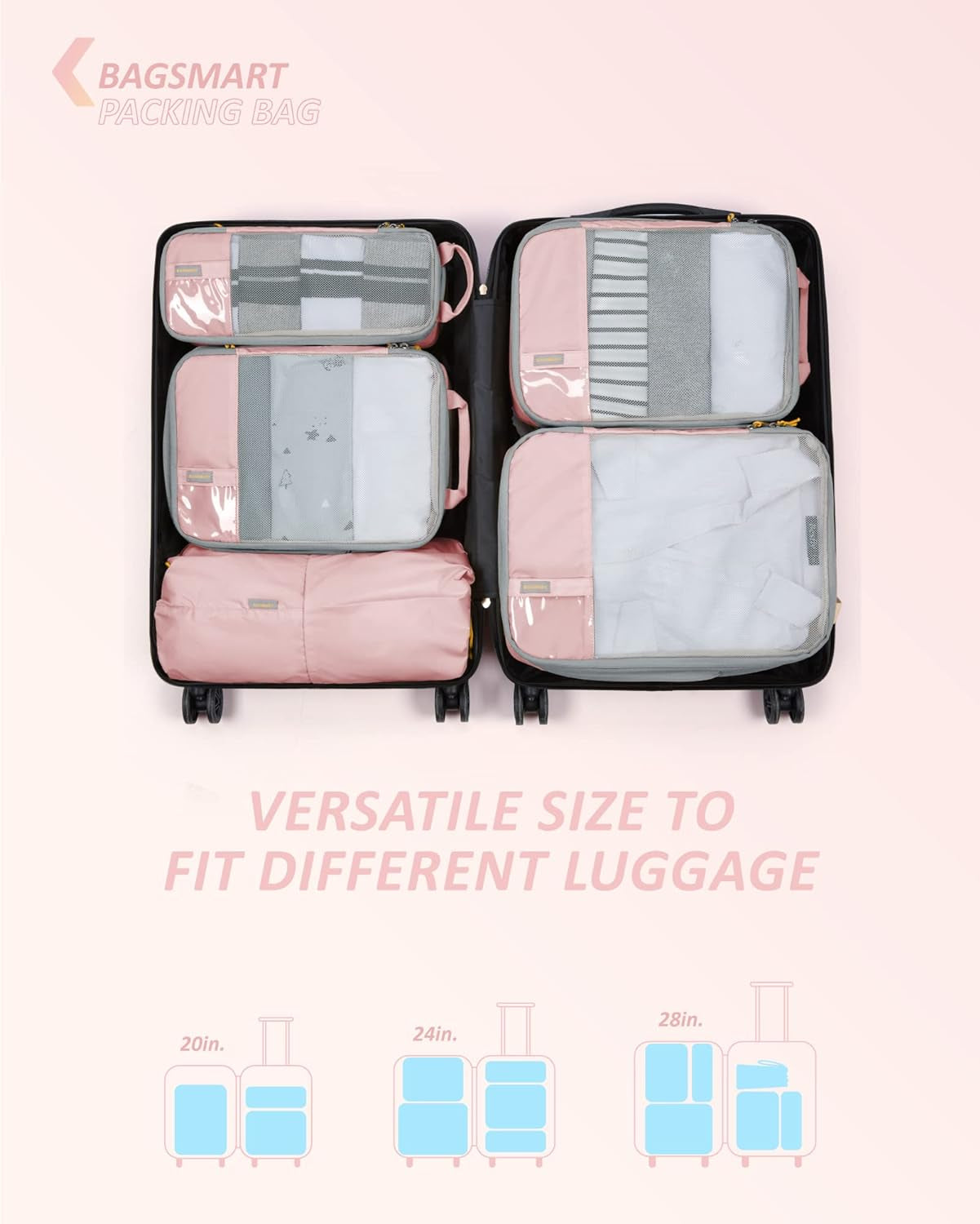 6 Set/4 Set/2 Set Compression Packing Cubes for Travel, Lightweight Vacation Travel Essentials, Travel Accessories for Suitcase Organizer Bags Set, Durable Luggage Organizer Travel Bags